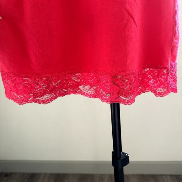 Pink Fuchsia Lace Trim Y2K Baby Doll Feminine Fairy Whimsygoth Tank Top M Cotton - Picture 4 of 8